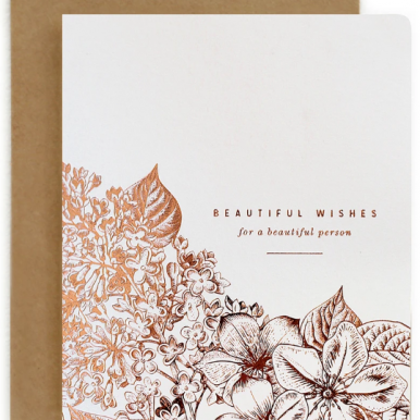 beautiful wishes letterpress card